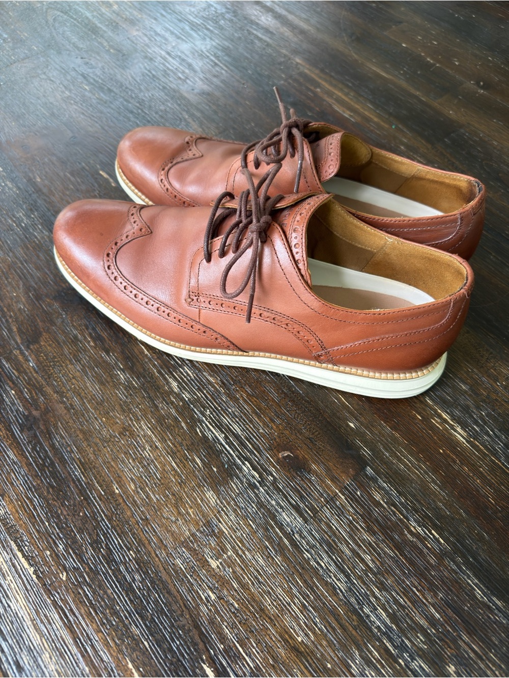 Cole Haan Tan Leather Wingtip Derby Oxfords